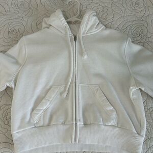 Hollister White Zip-Up Hoodie